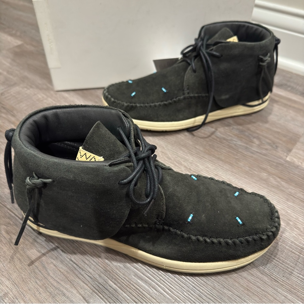 Visvim Lhamo Folk Black Suede Slip On Moccasin Loafers - Picture 4 of 16